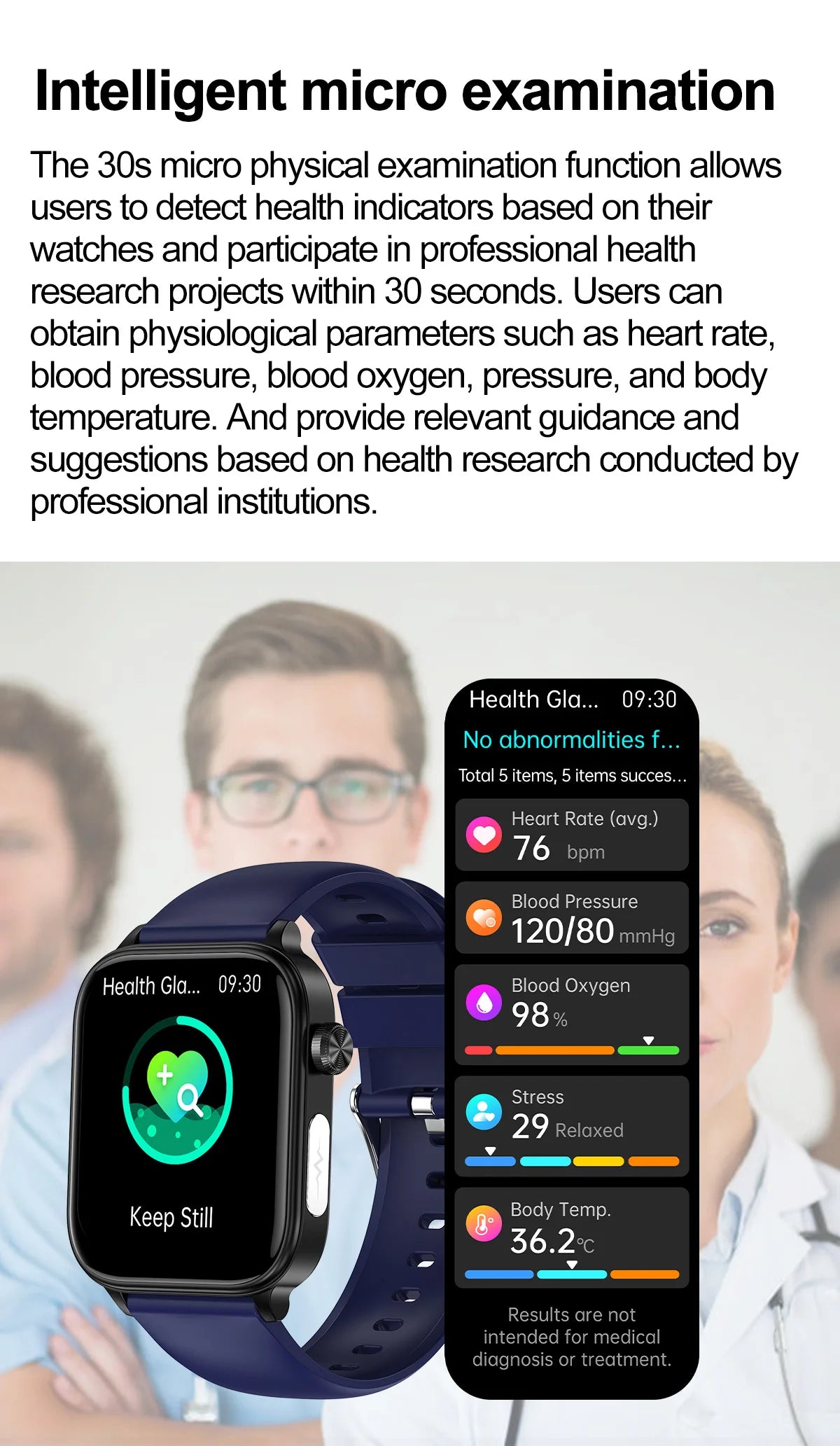 AI Diagnostic Detector / Professional ECG Health Intelligent Micro Examination Watch
