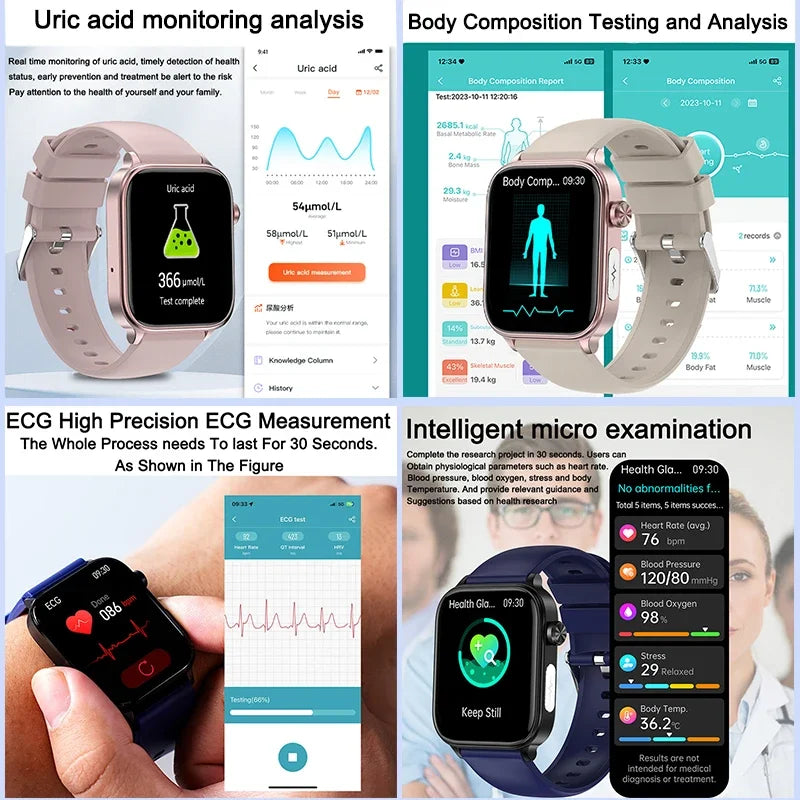 AI Diagnostic Detector / Professional ECG Health Intelligent Micro Examination Watch