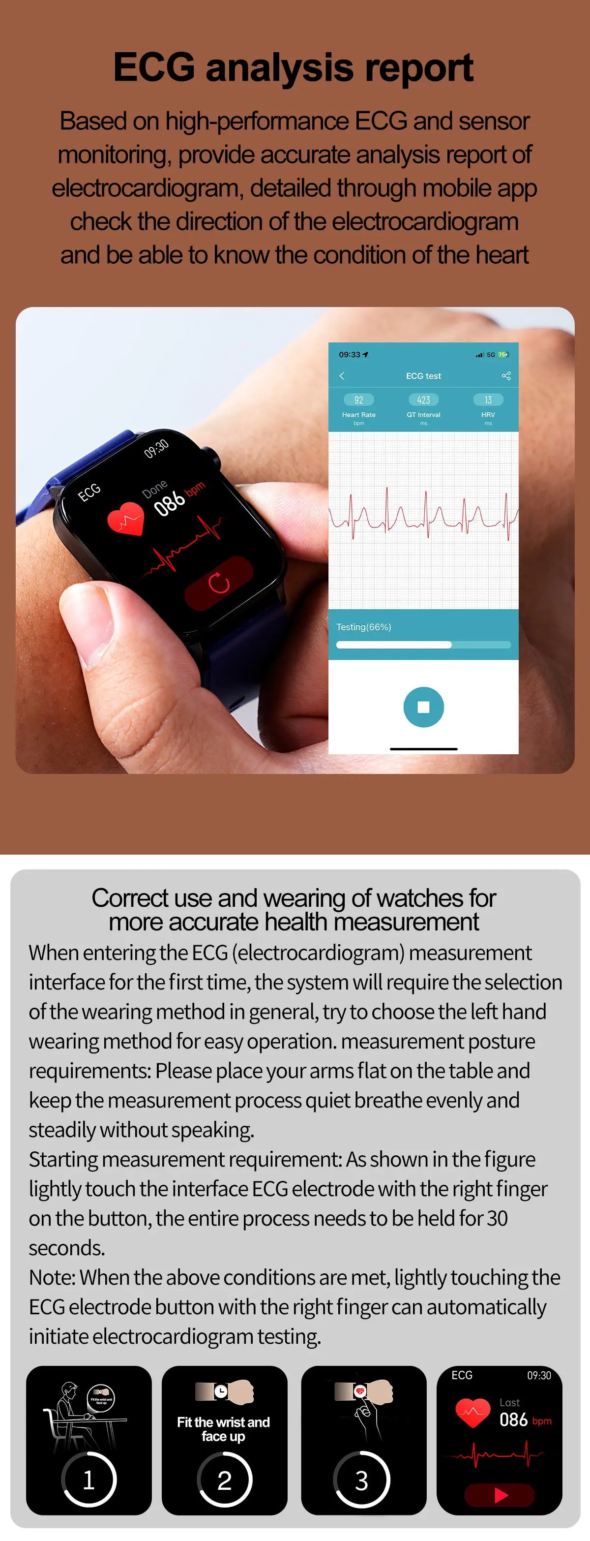 AI Diagnostic Detector / Professional ECG Health Intelligent Micro Examination Watch